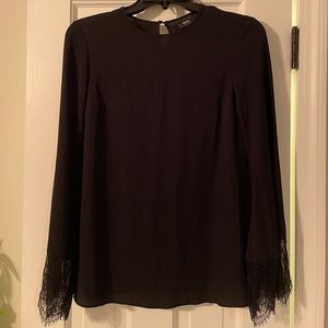 Mossimo Black Top with Lace Detailing on Sleeves